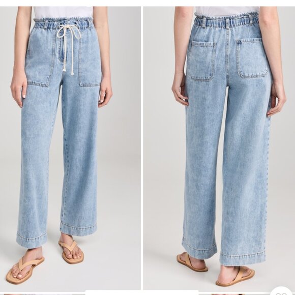 NEW Rails size S Ryan Drawstring Waist Faded Wide Leg Light Wash
